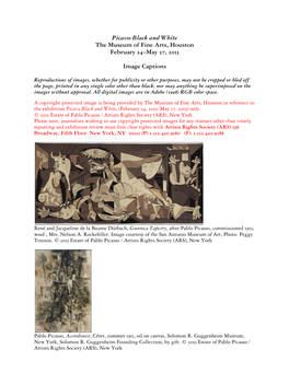 Picasso Black and White the Museum of Fine Arts, Houston February 24–May 27, 2013