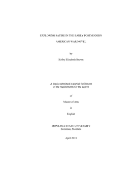 Exploring Satire in the Early Postmodern American War Novel