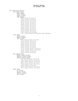 Russian Armies, 25 October 1944