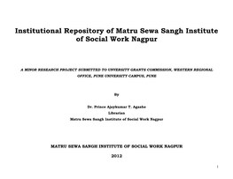 Institutional Repository of Matru Sewa Sangh Institute of Social Work Nagpur