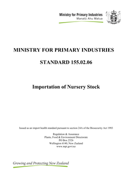 Ministry for Primary Industries Standard 155.02