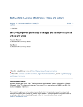 The Consumptive Significance of Images and Interface Values in Cyberpunk Cities