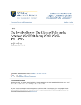 The Effects of Polio on the American War Effort During World War II, 1941-1945" (2012)