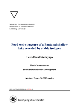 Food Web Structure of a Pantanal Shallow Lake Revealed by Stable Isotopes