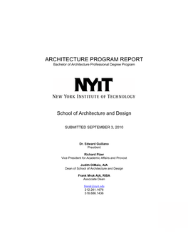 2011 New York Tech Architecture Program Report