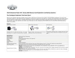 CRI Professional Flash (PF) Series USB/Memory Card Duplicators and Backup Systems