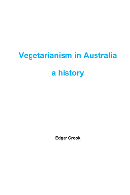 Vegetarianism in Australia a History