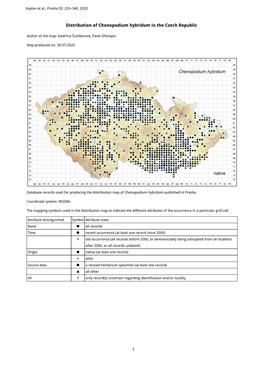 1 Distribution of Chenopodium Hybridum in the Czech Republic