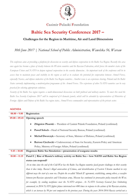 Baltic Sea Security Conference 2017 – Challenges for the Region in Maritime, Air and Land Dimensions