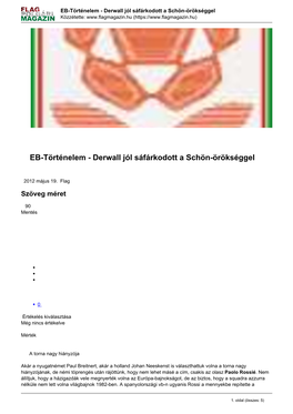 EB-Történelem - Derwall Jól Sáfárkodott a Schön-Örökséggel Közzétette: (