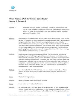 Owen Thomas (Part II): “Gimme Some Truth” Season 1: Episode 8