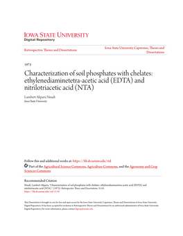 And Nitrilotriacetic Acid (NTA) Lambert Akparu Nnadi Iowa State University