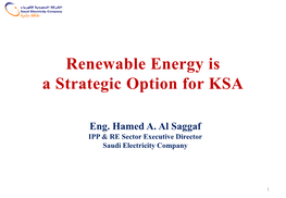 Renewable Energy Is a Strategic Option for KSA