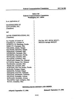 Federal Communications Commission FCC 96-380 Before the Federal