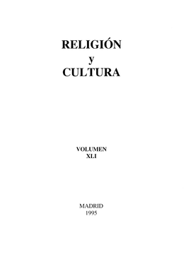 Religión Y Cultura Volumen XLI Num