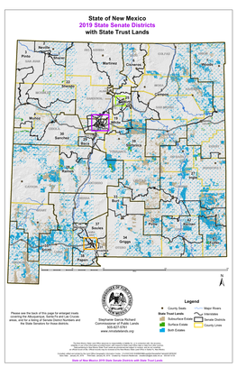 State of New Mexico with State Trust Lands 2019 State Senate Districts