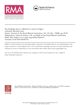 Le Nozze Di Figaro Author(S): Dorothea Link Source: Journal of the Royal Musical Association, Vol