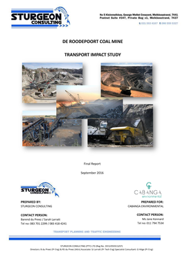 De Roodepoort Coal Mine Transport Impact Study