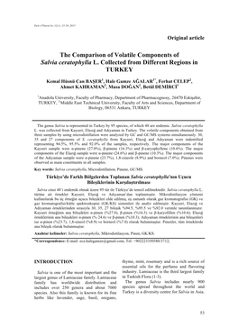 The Comparison of Volatile Components of Salvia Ceratophylla L