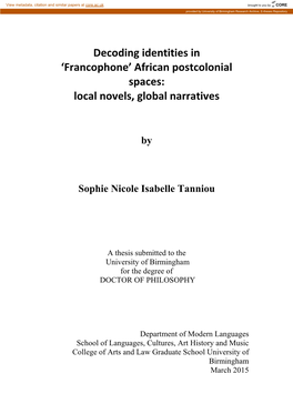 'Francophone' African Postcolonial