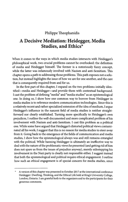 Heidegger, Media Studies, and Ethics*