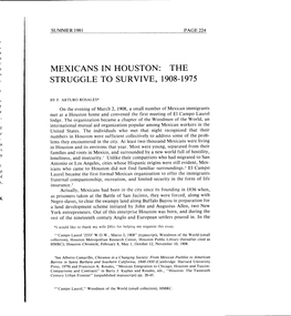 Mexicans in Houston: the Struggle to Survive, 1908-1975