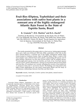 Fruit Flies (Diptera, Tephritidae)