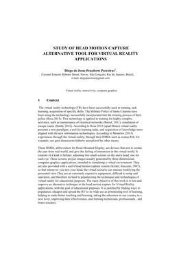 Study of Head Motion Capture Alternative Tool for Virtual Reality Applications