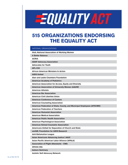 515 Organizations Endorsing the Equality Act
