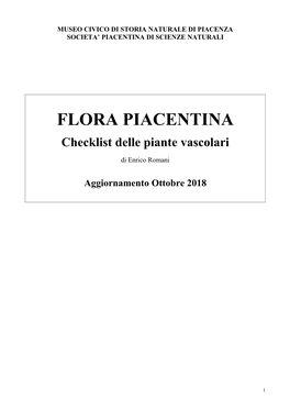 FLORA PIACENTINA Checklist Delle Piante Vascolari