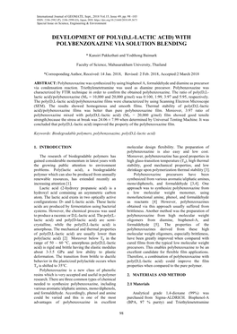 Development of Poly(D,L-Lactic Acid) with Polybenzoxazine Via Solution Blending