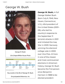 George W. Bush -- Britannica Online Encyclopedia