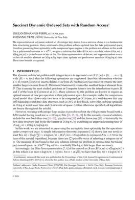 Succinct Dynamic Ordered Sets with Random Access∗