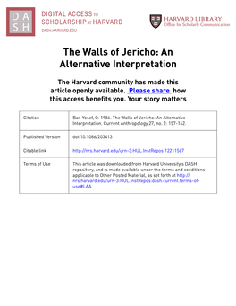 The Walls of Jericho: an Alternative Interpretation