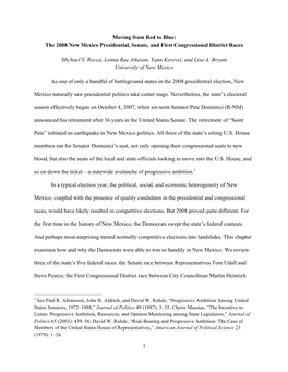 The 2008 New Mexico Presidential, Senate, and First Congressional District Races