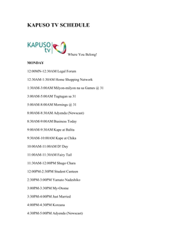 Kapuso Tv Schedule
