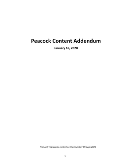 Peacock Content Addendum January 16, 2020