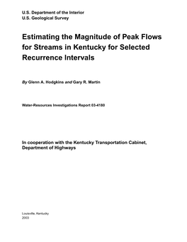 Estimating the Magnitude of Peak Flows for Streams in Kentucky for Selected Recurrence Intervals