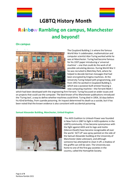 LGBTQ History Month Rainbow Rambling on Campus, Manchester and Beyond! on Campus