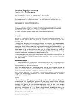 Diversity of Colombian Macrofungi (Ascomycota - Basidiomycota)