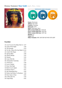 Donna Summer Star Gold Mp3, Flac, Wma