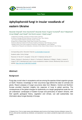 Aphyllophoroid Fungi in Insular Woodlands of Eastern Ukraine