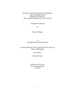 Ruling Coalitions, Policy Responses, and Authoritarian Regime Durability: the Cases of Morocco and Uganda