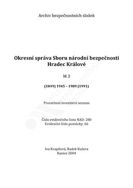 Okresní Správa Sboru Národní Bezpečnosti Hradec Králové