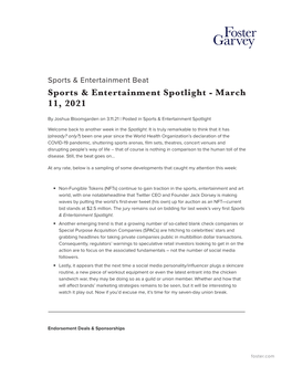 Sports & Entertainment Spotlight