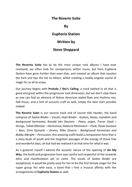 The Reverie Suite by Euphoria Station Written by Steve Sheppard