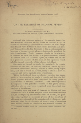 On the Parasites of Malarial Fever