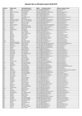 Adresář Obcí Ve Zlínském Kraji K 20.08.2019