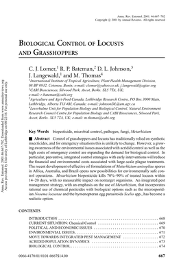 Biological Control of Locusts and Grasshoppers