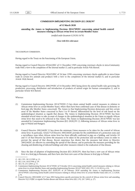 2020/397 of 12 March 2020 Amending the Annex to Implementing Decision 2014/709/EU Concerni